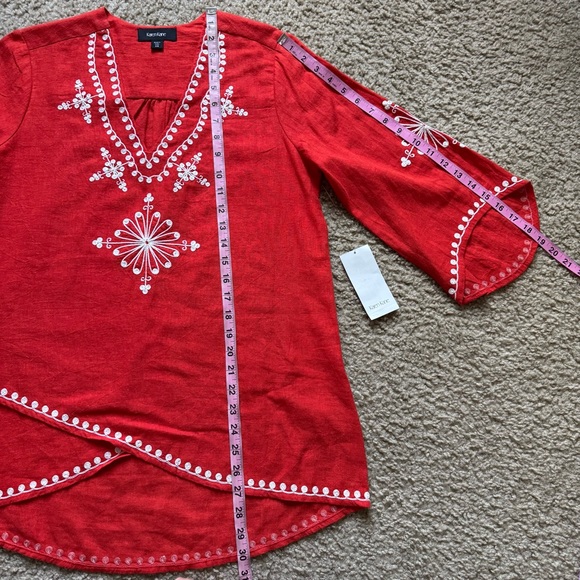 NWT Karen Kane Crossover Top Sz XS Embroidery 3/4 Sleeve Orange Poppy - Picture 5 of 13
